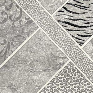 HomeRoots 4' Grey Geometric Area Rug - Power Loomed, Stain Resistant, Modern Design for Home Décor Style 8' X 11' 487576