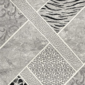 HomeRoots 4' Grey Geometric Area Rug - Power Loomed, Stain Resistant, Modern Design for Home Décor Style 8' X 11' 487576