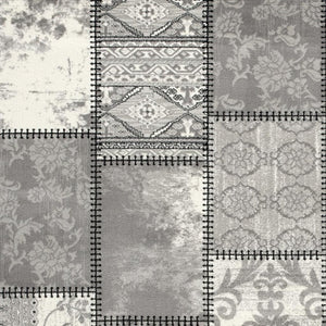 HomeRoots 4' Gray and Ivory Damask Area Rug - Timeless Elegance, Machine Washable, Durable for High-Traffic Areas 4' X 6' 487579