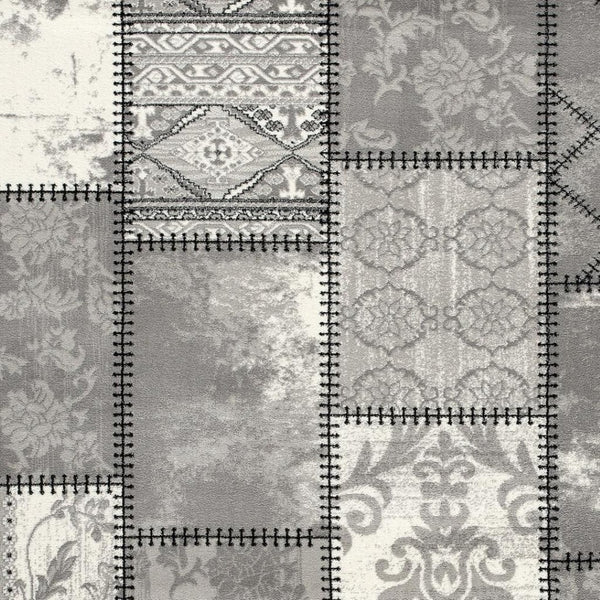 HomeRoots 4' Gray and Ivory Damask Area Rug - Timeless Elegance, Machine Washable, Durable for High-Traffic Areas 8' X 11' 487581
