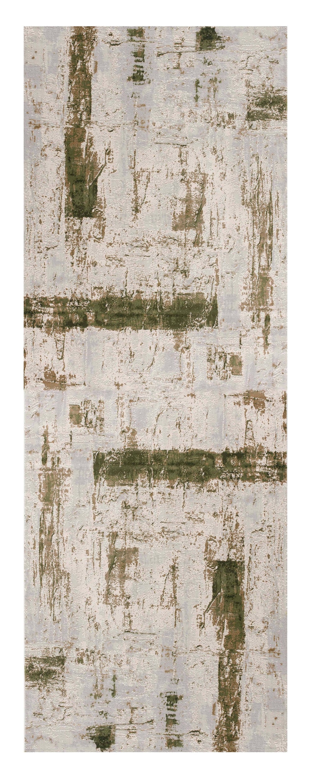 Homeroots 20' Green And Ivory Abstract Power Loom Distressed Runner Rug  Polypropylene 487585