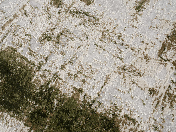 Homeroots 20' Green And Ivory Abstract Power Loom Distressed Runner Rug  Polypropylene 487585