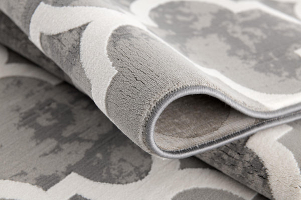 Homeroots 5' X 8' Grey Geometric Power Loom Stain Resistant Area Rug  Olefin,Cotton 487587