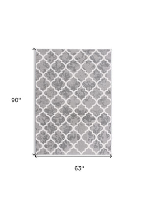 Homeroots 5' X 8' Grey Geometric Power Loom Stain Resistant Area Rug  Olefin,Cotton 487587