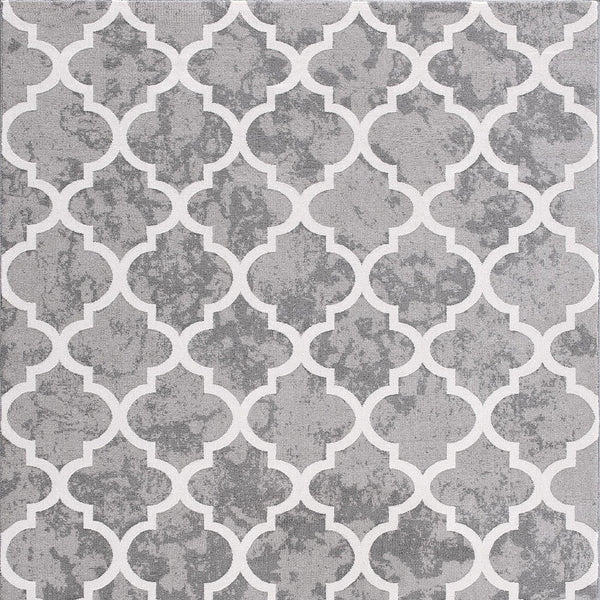 Homeroots 5' X 8' Grey Geometric Power Loom Stain Resistant Area Rug  Olefin,Cotton 487587