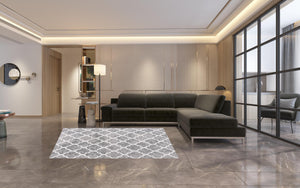 Homeroots 5' X 8' Grey Geometric Power Loom Stain Resistant Area Rug  Olefin,Cotton 487587