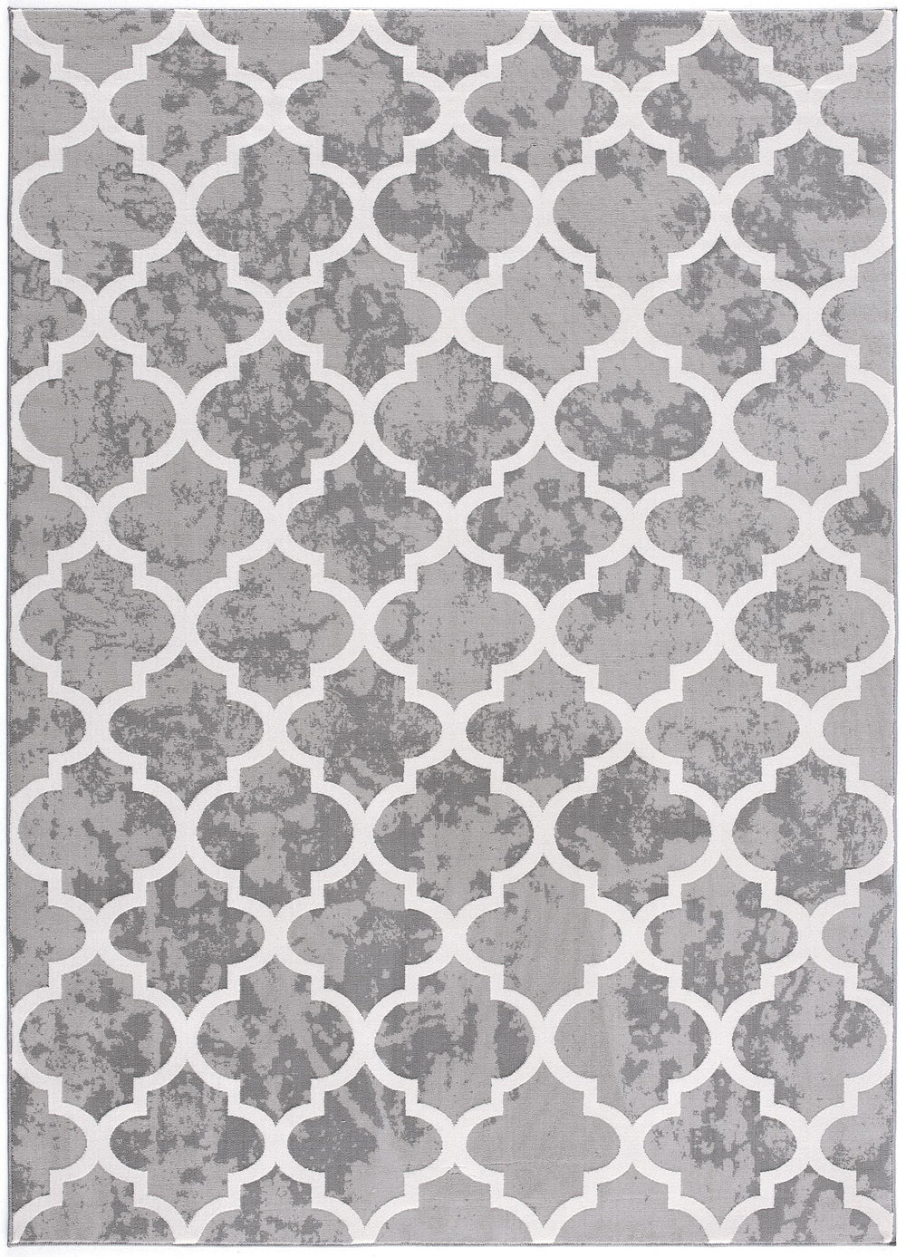 Homeroots 5' X 8' Grey Geometric Power Loom Stain Resistant Area Rug  Olefin,Cotton 487587