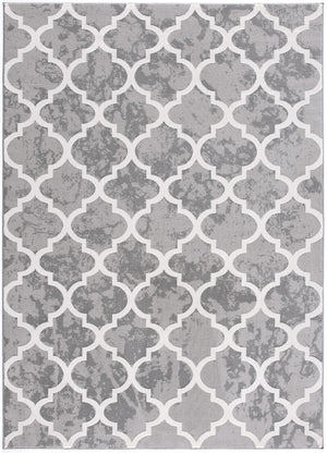 Homeroots 5' X 8' Grey Geometric Power Loom Stain Resistant Area Rug  Olefin,Cotton 487587