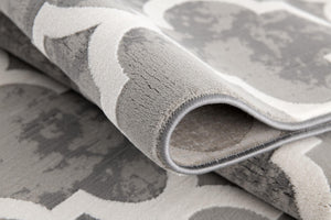 Homeroots 7' X 9' Grey Geometric Power Loom Stain Resistant Area Rug  Olefin,Cotton 487588