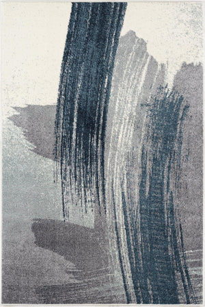 Homeroots 2' X 20' White And Blue Abstract Power Loom Stain Resistant Area Rug  Polyester 487597