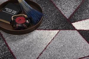 Homeroots 2' X 10' Grey Blue Abstract Geometric Stain Resistant Area Rug  Polyester 487598