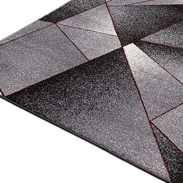 Homeroots 2' X 10' Grey Blue Abstract Geometric Stain Resistant Area Rug  Polyester 487598