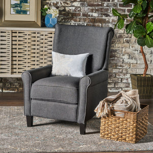 English Elm Christopher Knight Home® - Manual Charcoal Push Back Recliner — Compact Fabric Seat, Plush Support, Space-Saving Comfort for Homes 61369.00CCL