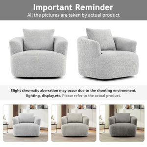 English Elm 360° Swivel Boucle Barrel Chair with Pocket Springs for Modern Living Rooms N719P288552R