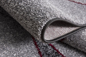 Homeroots 2' X 15' Grey White And Red Geometric Power Loom Stain Resistant Area Rug  Polyester 487600