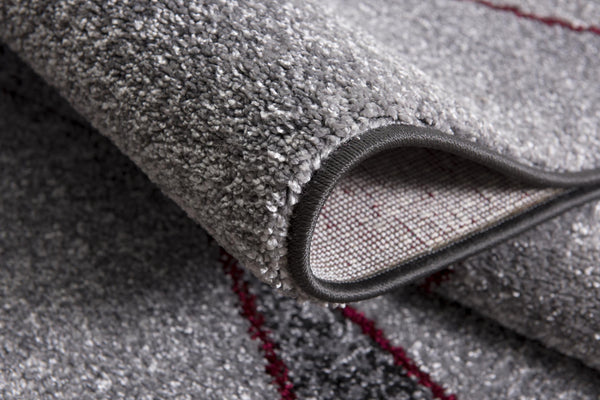 Homeroots 2' X 15' Grey White And Red Geometric Power Loom Stain Resistant Area Rug  Polyester 487600