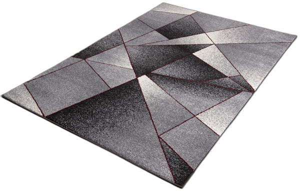 Homeroots 2' X 15' Grey White And Red Geometric Power Loom Stain Resistant Area Rug  Polyester 487600