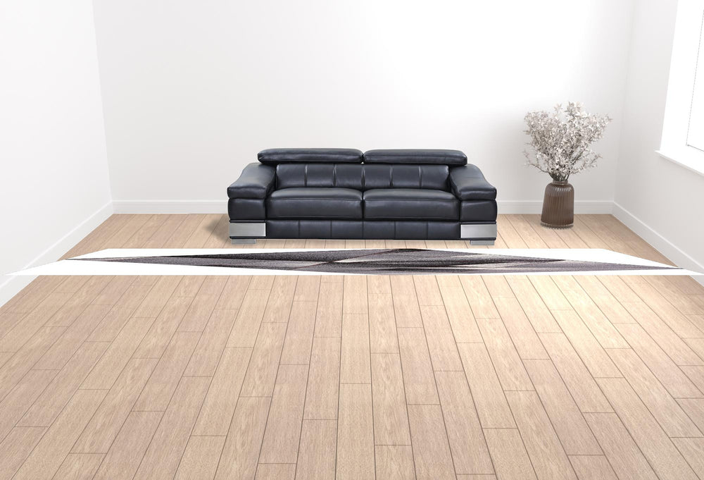 Homeroots 2' X 20' Grey And Blue Geometric Power Loom Stain Resistant Area Rug  Polyester 487601