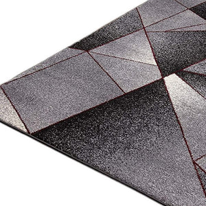 Homeroots 2' X 20' Grey And Blue Geometric Power Loom Stain Resistant Area Rug  Polyester 487601