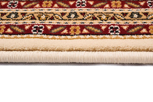 HomeRoots 8' Beige And Ivory Oriental Runner Rug - Durable, Stain-Resistant, Modern Design for Hallways & More 487610