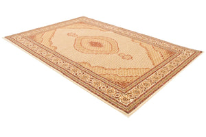 HomeRoots 8' Beige And Ivory Oriental Runner Rug - Durable, Stain-Resistant, Modern Design for Hallways & More 487610