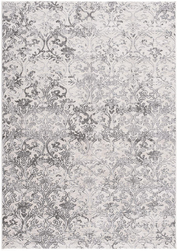 Homeroots 2' X 20' Cream Damask Power Loom Stain Resistant Area Rug  Polyester,Cotton 487614