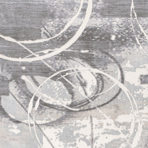 Homeroots 10' Gray And Ivory Abstract Power Loom Distressed Runner Rug  Polyester 487615