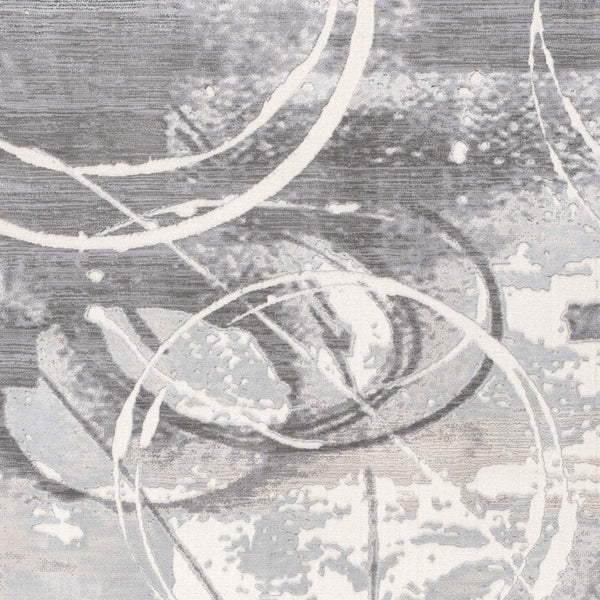 Homeroots 10' Gray And Ivory Abstract Power Loom Distressed Runner Rug  Polyester 487615