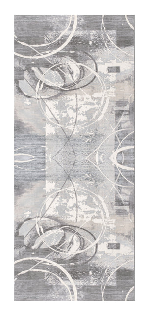 Homeroots 20' Gray And Ivory Abstract Power Loom Distressed Runner Rug  Polyester 487618