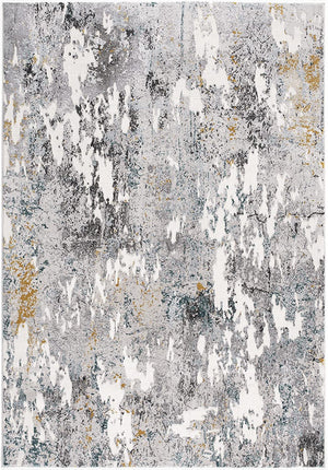 Homeroots 2' X 10' Grey And White Abstract Power Loom Stain Resistant Area Rug  Polyester,Cotton 487619