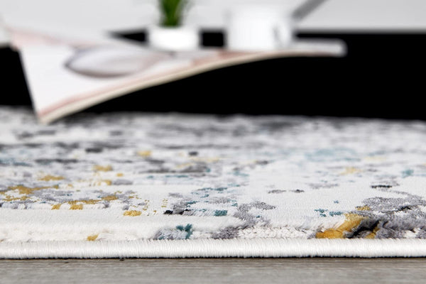 Homeroots 2' X 10' Grey And White Abstract Power Loom Stain Resistant Area Rug  Polyester,Cotton 487619