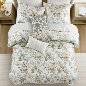 English Elm 6PCS Queen Cotton Sateen 300TC Comforter Set - Oversized 300gsm Fill, Bedskirt & Decorative Pillows B035P341175