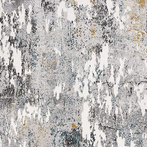 HomeRoots 2' Grey and White Abstract Area Rug - Stain Resistant, Power Loomed for Modern Spaces and Durability 13' Runner 487620