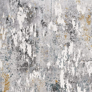 HomeRoots 2' Grey and White Abstract Area Rug - Stain Resistant, Power Loomed for Modern Spaces and Durability 13' Runner 487620