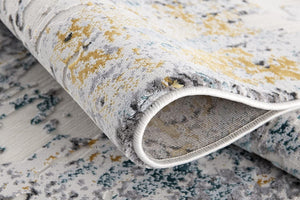 Homeroots 2' X 15' Grey And White Abstract Power Loom Stain Resistant Area Rug  Polyester,Cotton 487621