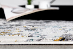 Homeroots 2' X 15' Grey And White Abstract Power Loom Stain Resistant Area Rug  Polyester,Cotton 487621