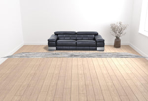 Homeroots 2' X 20' Grey And White Abstract Power Loom Stain Resistant Area Rug  Polyester,Cotton 487622