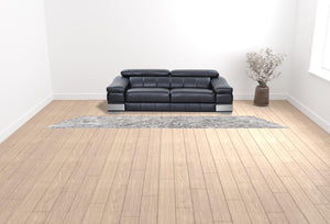 Homeroots 2' X 15' Grey Floral Power Loom Stain Resistant Area Rug  Polyester,Cotton 487625