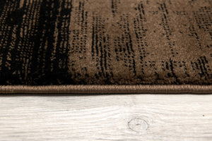 HomeRoots 13' Stylish Brown, Black & Tan Geometric Power Loom Runner Rug - Durable, Stain-Resistant & Chic Design 487628