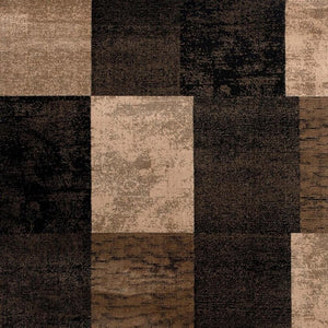 HomeRoots 13' Stylish Brown, Black & Tan Geometric Power Loom Runner Rug - Durable, Stain-Resistant & Chic Design 487628