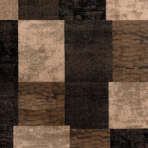 Homeroots 15' Brown Black And Tan Geometric Power Loom Runner Rug  Olefin 487629