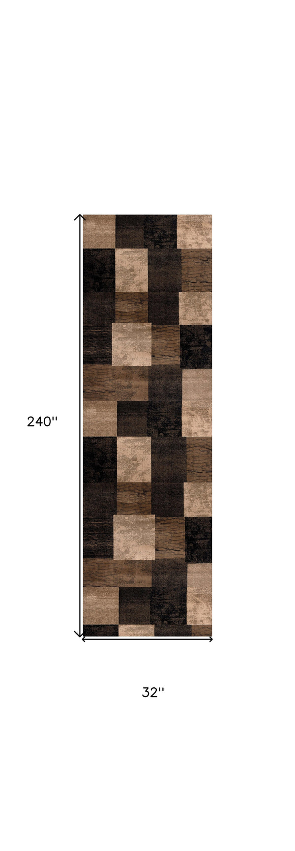 Homeroots 20' Brown Black And Tan Geometric Power Loom Runner Rug  Olefin 487630