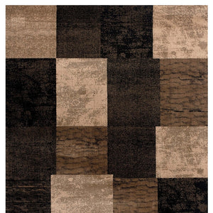 Homeroots 20' Brown Black And Tan Geometric Power Loom Runner Rug  Olefin 487630