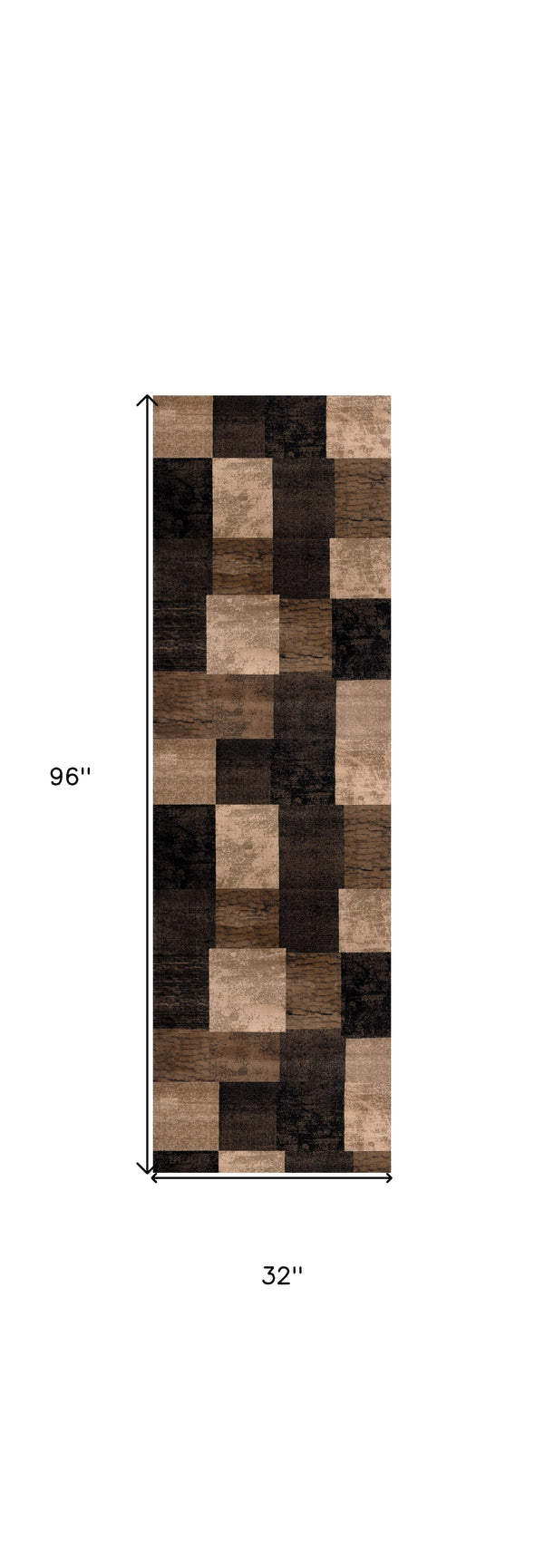 Homeroots 8' Brown Black And Tan Geometric Power Loom Runner Rug  Olefin 487631