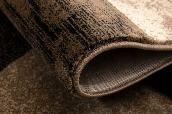 Homeroots 8' Brown Black And Tan Geometric Power Loom Runner Rug  Olefin 487631