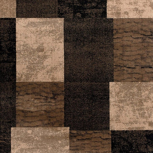Homeroots 8' Brown Black And Tan Geometric Power Loom Runner Rug  Olefin 487631