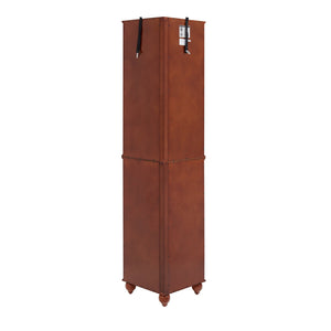 English Elm Corner Curio Cabinet with 6 Shelves, Tempered Glass Display, Built-In Lighting, Mirrored Back Walnut W1693P216949