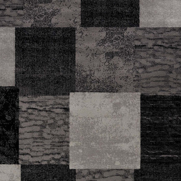 Homeroots 10' Gray And Black Geometric Power Loom Distressed Runner Rug  Olefin 487632