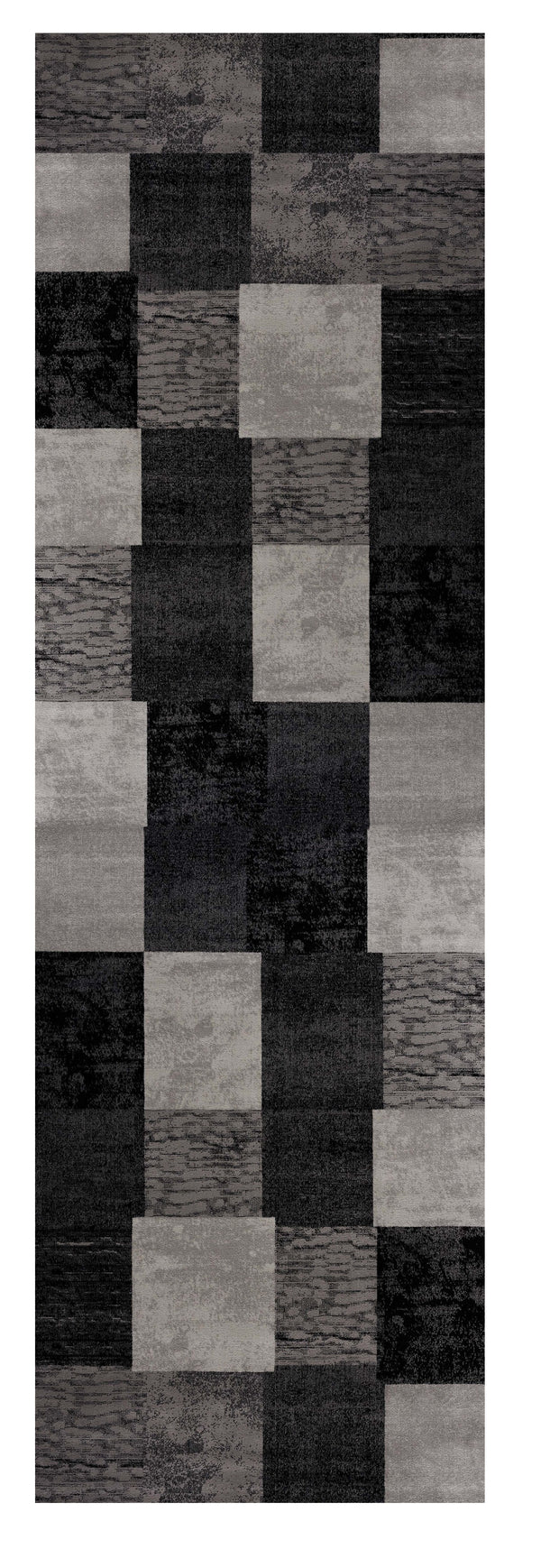 Homeroots 10' Gray And Black Geometric Power Loom Distressed Runner Rug  Olefin 487632