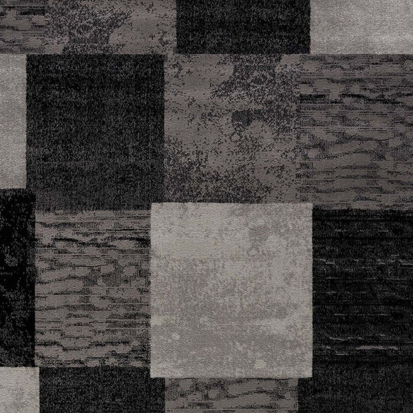 Homeroots 13' Gray And Black Geometric Power Loom Distressed Runner Rug  Olefin 487633